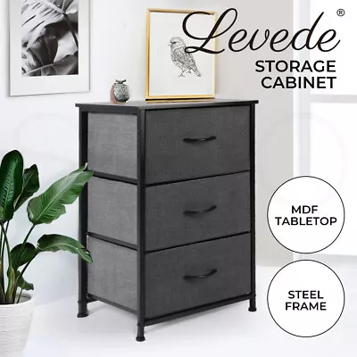 $54.99 • Buy Levede Storage Cabinet Tower Chest Of Drawers Dresser Tallboy 3 Drawer Bedside