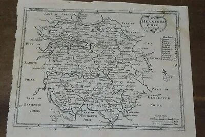 1701 ROBERT MORDEN MAP OF HEREFORDSHIRE - HEREFORD LEDBURY Miniature Morden • £9.99