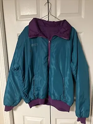 Columbia Reversible Jacket Adult XL Thinsulate Purple/Teal 90s Y2K Vintage STAIN • $16