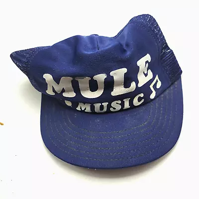 Mule Music Southern Rock Country Hat Cap Blue Mesh Snapback Vtg Usa B22D • $11.69