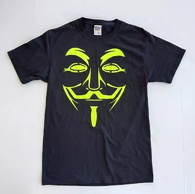 V For Vendetta Neon Line Mask Black Short Sleeve T-Shirt Size Small • $12.99