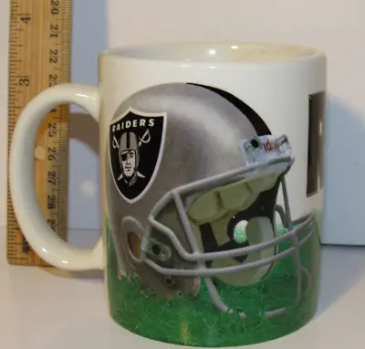 AS IS OAKLAND RAIDERS Football 12 Oz COFFEE CUP MUG White Ceramic Helmet Design • $17.95