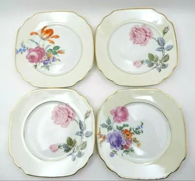 Vintage Set Of 4 Peedeeco Hand-painted Gold Rimmed Porcelain Plates • $34.99