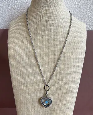 Necklace With Floating Charm Filled Transparent Heart Locket FOR MOM • $10