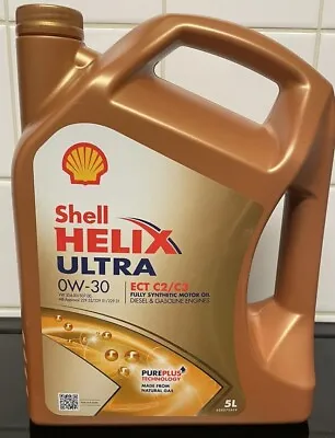 Shell Helix Ultra Ect Acea C2/c3 0w-30 *fully Synthetic*  5l Api Sn Vw504/50700 • £42.99