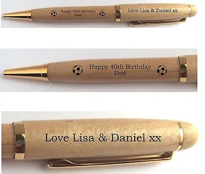 £8.99 • Buy Personalised Engraved Pen Football Birthday Gift For Him Men Son Husband Present