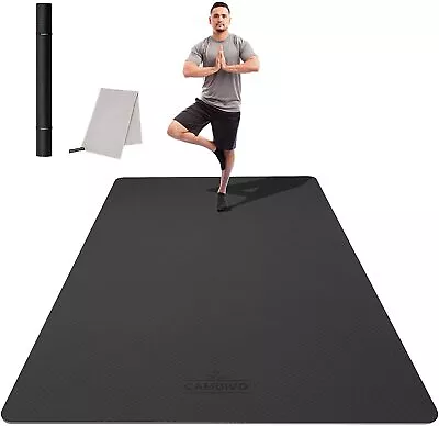 Cambivo Large Yoga Mat - Extra Wide TPE Exercise Fitness - 6' X 4' X 6mm - Black • $64.99