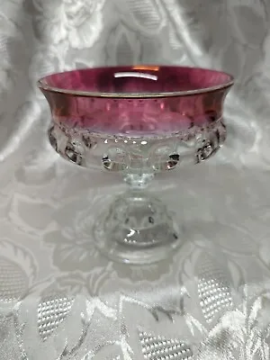 Vintage Kings Crown Ruby Red Glass Thumbprint Pedestal Serving Bowl Candy Dish • $17.99