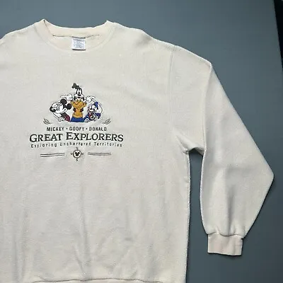 Vintage Disney World Sweatshirt Mens L Cream 90's Fleece Soft Comfy Retro • $19.99