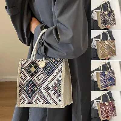 Hand-Carrying Linen Tote Bag Shopping Lunch Bag Fashion Handbag  Women • $8.54