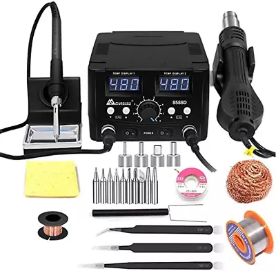  2 In 1 750W LED Digital Soldering Station Hot Air Gun Rework Station Electric S • $159.98