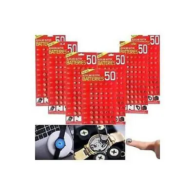 50 X ASSORTED Watch Cell Batteries AG1 AG3 AG4 AG10 AG12 AG13 For Toys Watches • £3.32