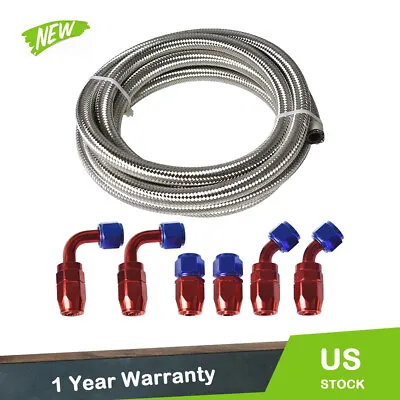 10FT Braided Fuel Line CPE Rubber Hose W/ Hose End Fittings Kit 4AN 6AN 8AN 10AN • $24.65