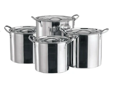 £29.99 • Buy 4Pc Stainless Steel Stockpot Set Polished Catering Cooking Pots Soup Boiling Pot