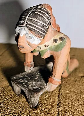 Mayan Incan Nude Woman Grinding Grain Clay Pottery Figurine Mexico 6” Folk Art  • $17.20