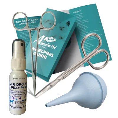 £22.99 • Buy ALPHA DOG Essential Whelping Kit Forcep Scissors Bulb Aspirator Life Drops Spray