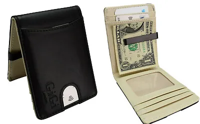 Slim 6 SLOT Money Clip Mens Boys Wallet Vegan Leather Cash Card ID Holder W50 UK • $11.75