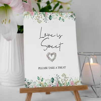 Wedding Sign Poster Love Is Sweet Table Easel Poster Sign Print - A5 A3 • £4.99