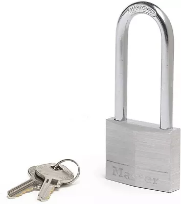 Master Lock 9150EURDLJ Key Padlock In Aluminium With Long Shackle Grey 5 X 10. • £8.99