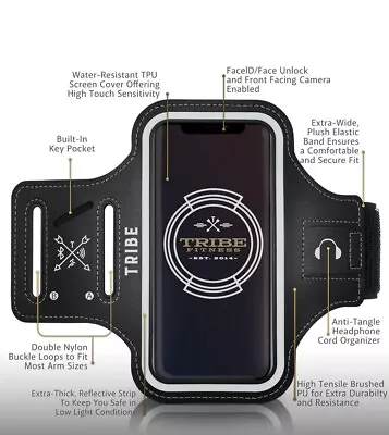 Tribe Fitness Premium Sport Cell Phone Armband Model AB37 Comrade Black/Large • $10.99