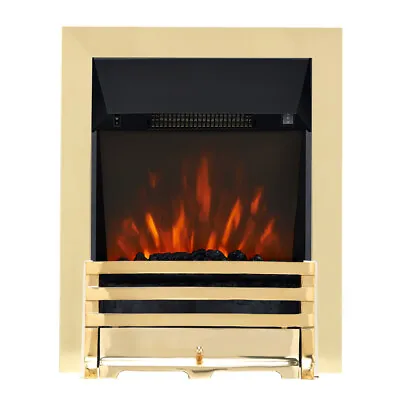 Electric Modern Brass Remote 2kw Flame Coal Display Insert Inset Fireplace Fire • £243