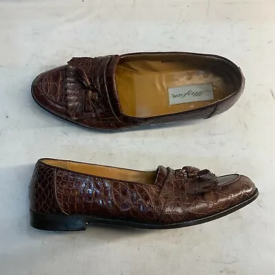 Mezlan Rodeo Mens Loafers Shoes Genuine Crocodile Dress Shoes Brown US 9.5 Spain • $99.99