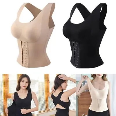 Full Back Posture Corrector Bra Women Slimming Vest Padded Camisole Corset Top • £7.70