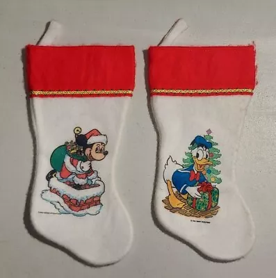 Set Of 2 Walt Disney Vintage Christmas Stockings Mickey Mouse And Donald Duck • $14.99