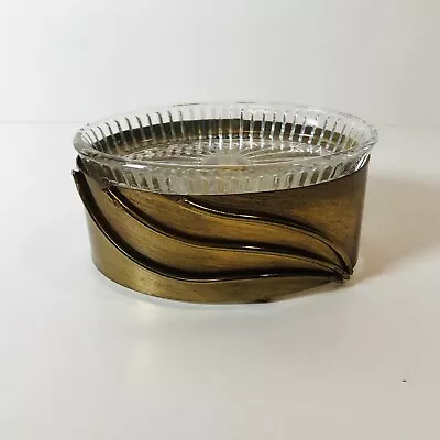 VTG Art Deco Gold Plated Brass Ornate Crystal Oval Soap Dish • $35.25