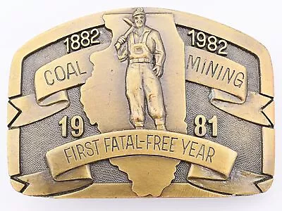 Illinois Coal Fatal Free Year Safety 1981 Vintage Belt Buckle • $36