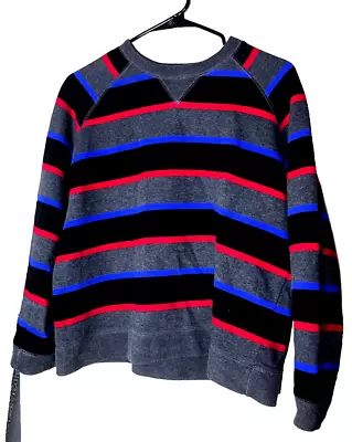 Pacer Womens Multicolor Striped Sweatshirt PL Boxy Sweater Black Gray Red Blue • $17