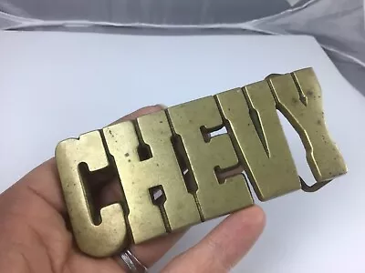 Vintage Chevy Solid Brass Belt Buckle BBB #859 Taiwan • $20