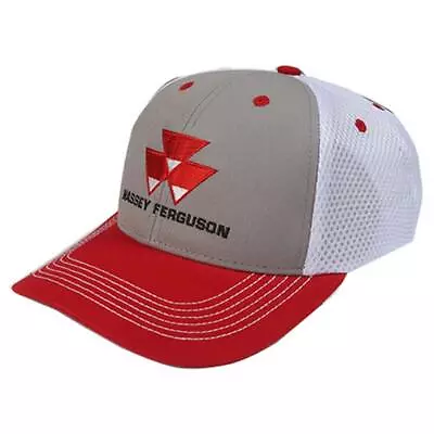 Massey Ferguson Adult Red & White Two-Tone Mesh Back Ball Cap Hat 03437C • $26.99