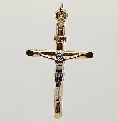 Big Hollow 9ct Crucifix Yellow Gold Cross Pendant Patterned Back Ful Hallmarked  • £68