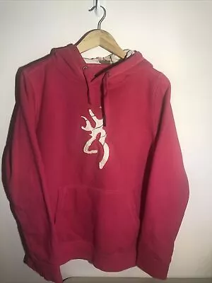 Browning Hoodie Sweatshirt Adult XL Pink/Fuchsia With Snow Camo Deer Logo NWOT • $24.88