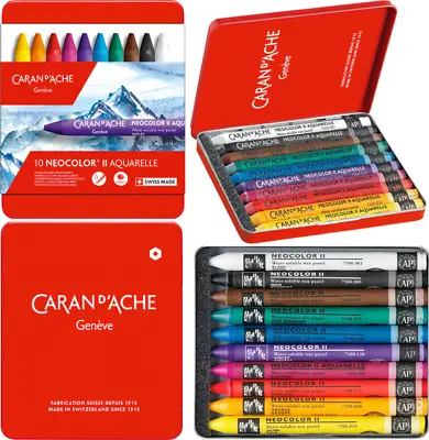 Caran D'Ache Neocolor II Water-Soluble Wax Pastels Assortment Of 10 Colours • £16.99