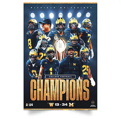 Michigan Wolverines Football Playoff 2023 National Champions Poster Decor Home • $26.99