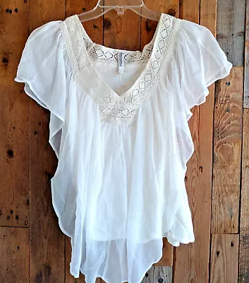 Monoreno Blouse Top Size S Pullover Boho Chic Ivory • $19.25