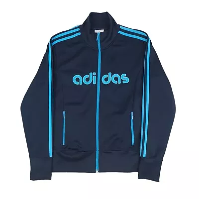 Adidas Women's Full Zip Track Jacket Navy Blue Embroidered Size 12 • $34.95