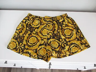 Versace Silk Pajama Shorts Barocco Print Unisex Size 5 Large • $300