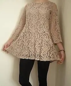 $50 • Buy Vintage Nwt John Zack For Topshop Coffee/beige Lace Dress Alexa Chung Size Uk 8