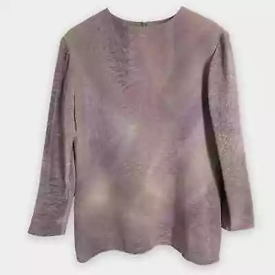 Kay Chapman Womens M Silk Blouse Hand Dye Art To Wear Opalescent Batik Lavender • $25