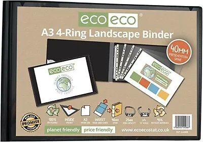 £7.50 • Buy Eco-eco A3 95% Recycled 4-D Landscape Ring Binder File Folder, Artwork Eco088