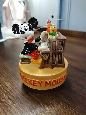 VINTAGE Walt Disney Mickey Mouse Porcelain Music Box Playing Piano W/ Gus & Jac • $15.99