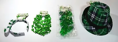 4 Piece St Patricks Day Party Pack Fedora Hat Headband And Necklaces • $16.57