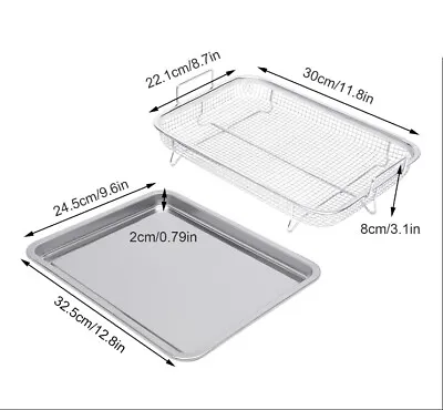Stainless Steel 2Pcs Air Fryer Basket Tray For Oven Grease Tray Bacon Rack USA • $30