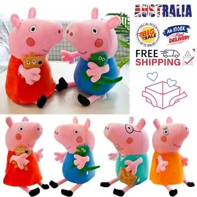 Peppa-Pig Plush Toy George Peppa Dad Mum Soft Stuffed Doll Kids Gifts 30cm/40cm • $24