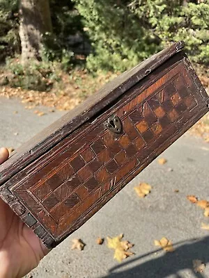 18th Century Ancient Folk Art Straw Marquetry Box • $156.90