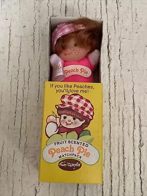 Vintage 80s Fun World Fruit Scented Peach Pie Matchpack Pocket Doll Pink Gingham • $12