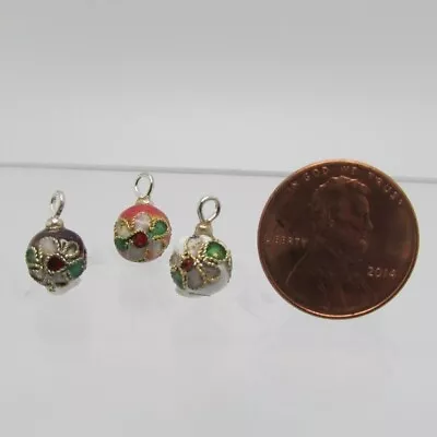 Dollhouse Miniature Christmas Tree Ornament Enamel Floral 3 Pcs CLD213 • $3.59